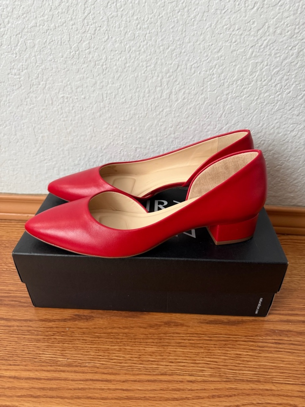Alex Marie Red Low Block Heel Pumps